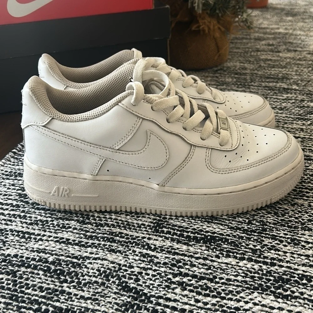 All white Nike Air Force Ones size 6.5Y